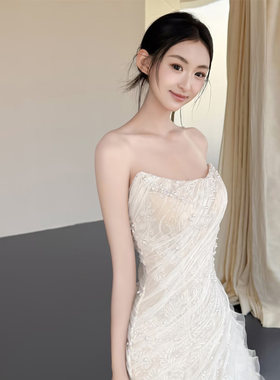 韩版抹胸婚纱无袖2026新娘婚礼