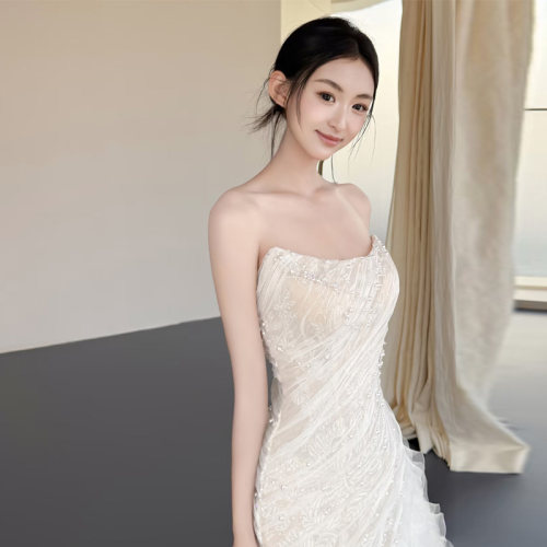 韩版抹胸婚纱无袖2026新娘婚礼