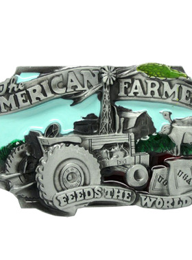 农场主作业图美国西部牛仔皮带扣腰皮带平滑扣cowboy belt buckle