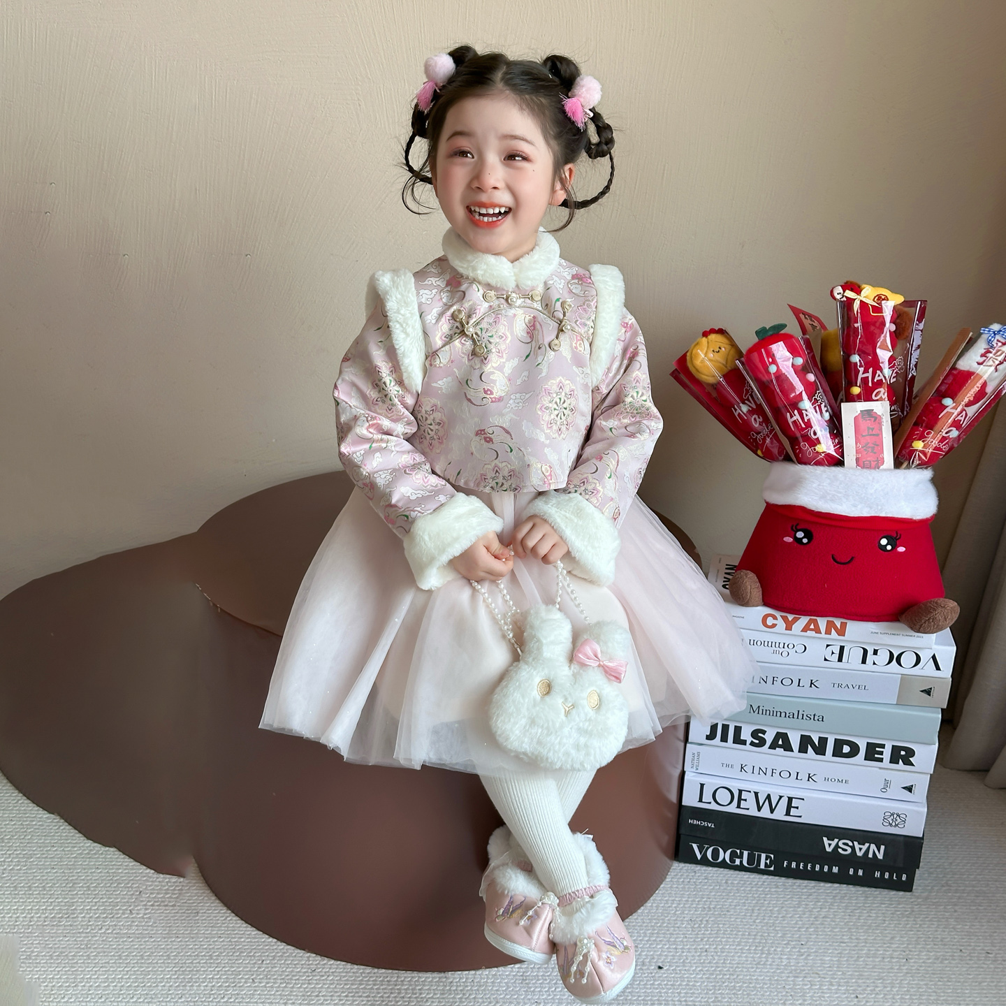 女童新中式旗袍裙冬季儿童加厚