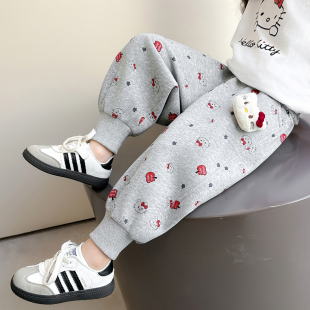 女童休闲裤春秋款2026新款儿童裤春季卫裤女宝宝春装猫咪运动裤子