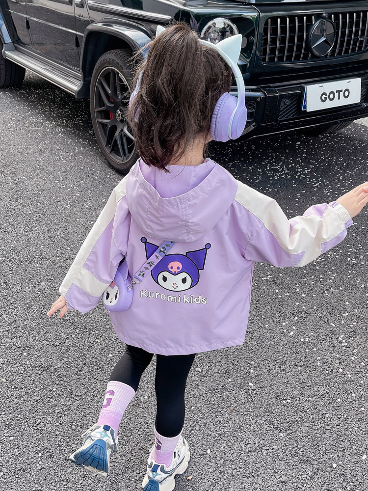 여아 코트 가을 겨울 봄 가을 2024 신형 가을 벨벳 보라색 옷 여아 및 아동 가을 재킷