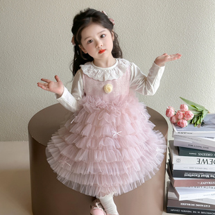 女童春秋公主裙子春装2026新款儿童蘑菇春季连衣裙套装女宝宝春装