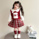 洋气时髦宝宝小狗儿童JK春秋裙子春季 2026新款 春装 女童学院风套装
