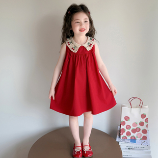 女童超好看连衣裙2025新款夏装儿童红色樱桃女宝薄款夏季公主裙子