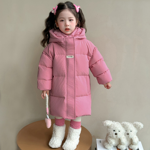 贴标儿童女宝宝外套冬装 2025新款 加厚 白鸭绒中长款 女童羽绒服冬季