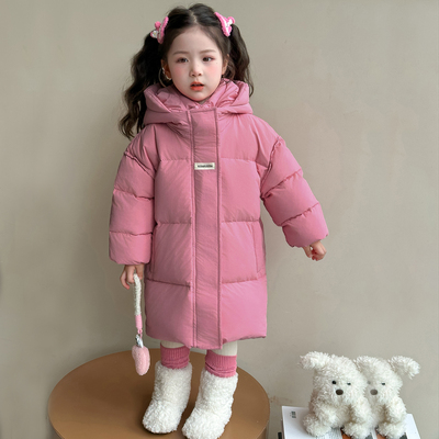 女童羽绒服冬季白鸭绒中长款