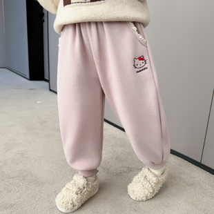 加厚版女童卫裤子女宝宝2026新款儿童秋冬季外穿一体绒加绒运动裤