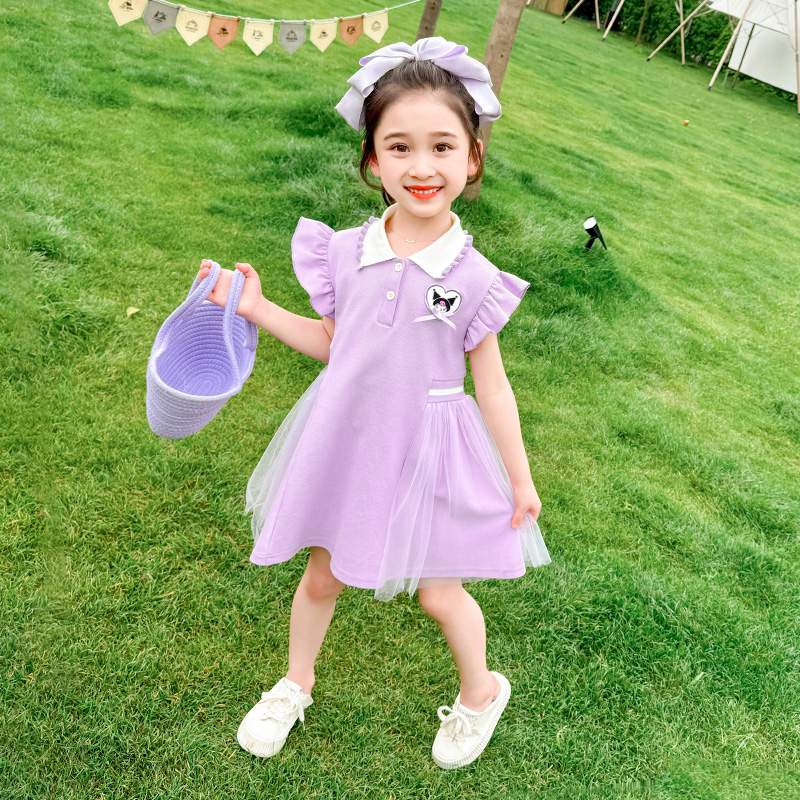 女童库洛米飞袖polo纱裙夏季