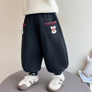 外穿棉裤 子秋冬儿童兔子加绒一条过冬女孩女宝宝冬季 裤 女童加厚版