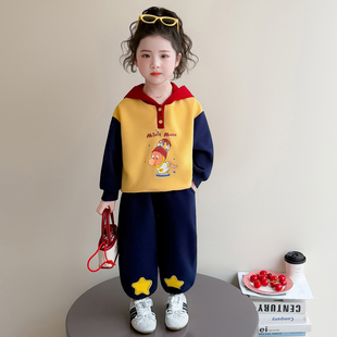 女童春秋款星星套装2026新款洋气时髦儿童女宝宝春季春装早春卫衣