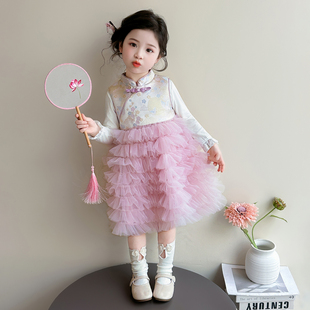 女童春秋中国风裙子春装2026新款儿童春季连衣裙套装女宝宝公主裙