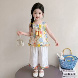 女童夏季款套装2026新款洋气时髦儿童女宝宝夏装超好看郁金香薄款