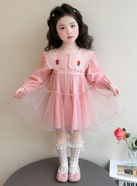 女童春秋款小花裙子春装2026新款儿童洋气春季连衣裙女宝宝公主裙