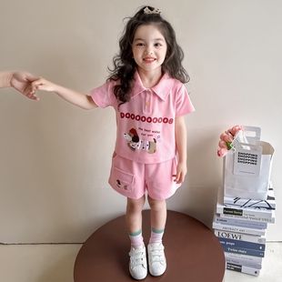 女童夏季洋气时髦短袖短裤套装2026新款宝宝夏装儿童夏运动腊肠狗