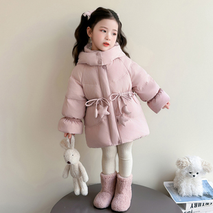 女童羽绒服2026新款中长款小童冬季女宝宝冬装加厚儿童白鸭绒外套