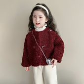 女童秋冬外套加绒2026新款 儿童女宝宝毛毛上衣加厚早春羊羔绒冬装
