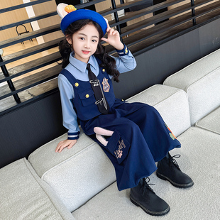 女童春秋款蓝兔工装裤套装2026新款洋气时髦儿童女孩宝宝春季春装