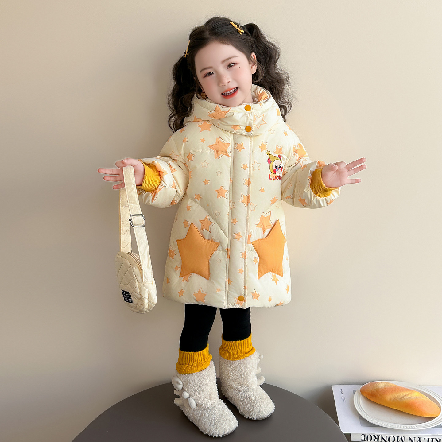 女童星星羽绒服冬季2025新款儿童洋气白鸭绒中长款女宝宝冬装外套,童装/婴儿装/亲子装,羽绒服,淘宝优惠券,粉丝福利购,淘宝优惠卷