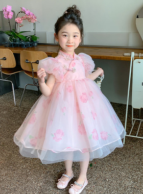 女童夏季连衣裙儿童2026新款洋气玫瑰夏装小女孩演出服公主裙裙子