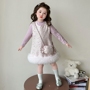 女童连衣裙春秋款套装2025新款儿童洋气时髦背心裙宝宝时尚裙子潮