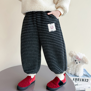 加厚版女童卫裤子女宝宝2026新款儿童秋冬季外穿一体绒加绒运动裤