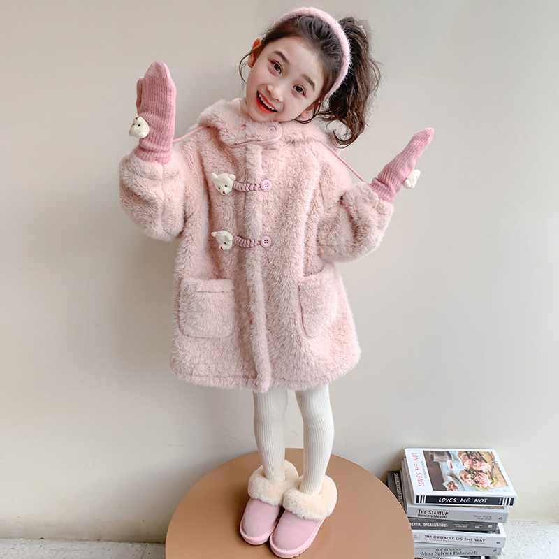 女童毛毛衣外套秋冬款2024新款