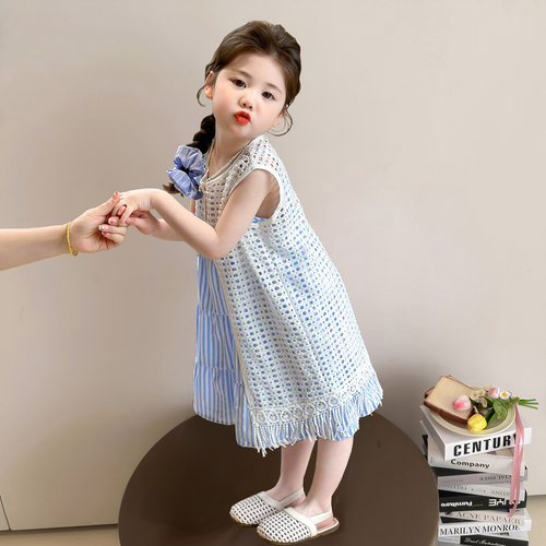 女童薄款镂空裙子夏装2026新款儿童夏季连衣裙女孩宝宝公主裙套装