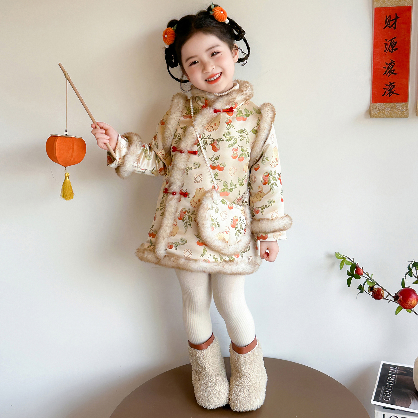 女童连衣裙冬季2025新款儿童宝宝新年装喜庆中国风旗袍裙子拜年服