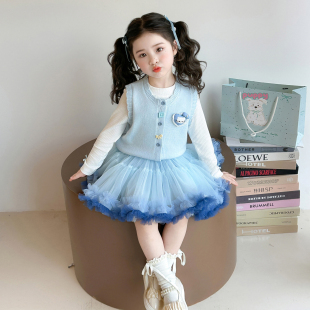 女童春秋款tutu裙子套装2026新款洋气时髦儿童女宝宝春季春装猫咪