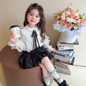 春装 女童白色蕾丝衬衫 儿童洋气衬衣女宝宝春季 2026新款 上衣 春秋款