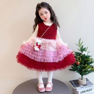 女童连衣裙加绒套装 公主裙蓬蓬裙儿童连衣裙生日礼服新年宝宝裙子
