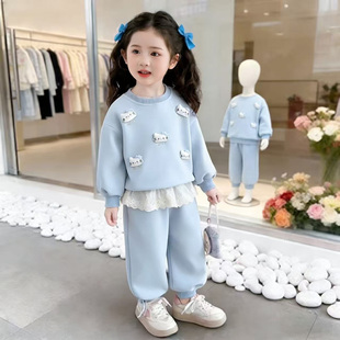 女童春秋款猫咪套装2026新款洋气时髦儿童女宝宝春季春装早春卫衣