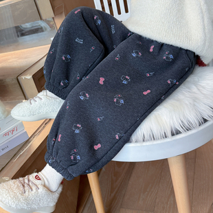 加厚绒女童卫裤子女宝宝2025新款儿童秋冬季外穿一体绒加绒运动裤