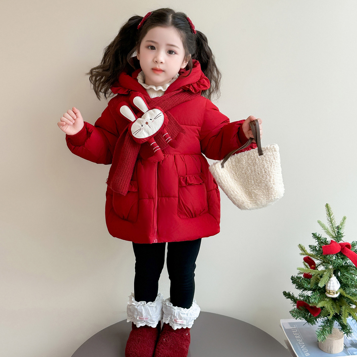 女童羽绒服2025新款冬季兔子拜年服儿童冬装红色女宝宝中长款外套,童装/婴儿装/亲子装,羽绒服,淘宝优惠券,粉丝福利购,淘宝优惠卷