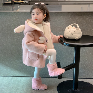 女童拜年服兔子仿皮草冬季2025新款儿童洋气外套宝宝冬装皮毛一体
