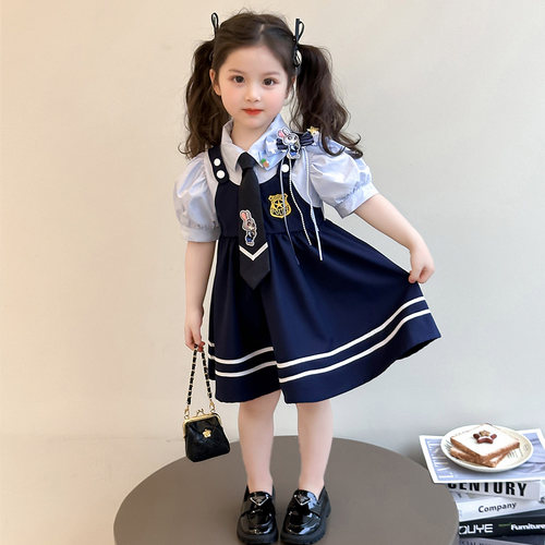 女童夏款学院风裙子夏装2026新款儿童夏季连衣裙女宝宝兔子公主裙