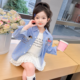女童衬衫春秋款2026新款儿童洋气时髦衬衣女宝宝小狗春季春装上衣
