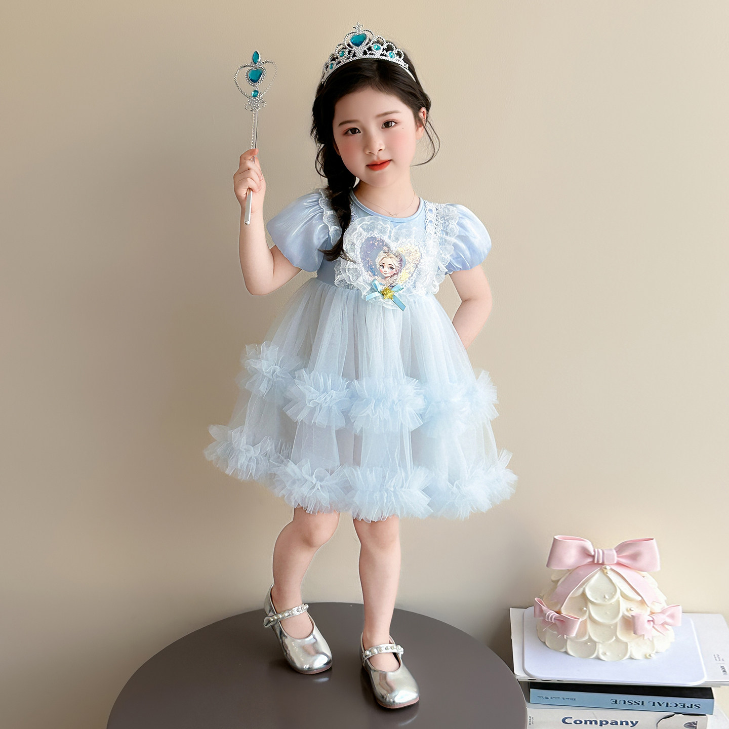 女童蓬蓬裙子夏装2026新款儿童夏季连衣裙女宝宝艾莎公主裙超好看