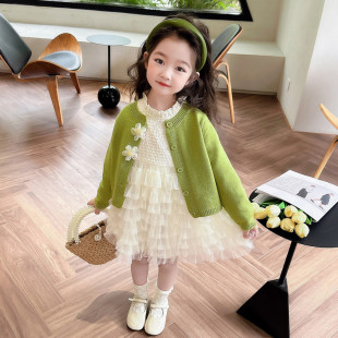 女童春秋款2026新款时髦套装儿童双花春季女孩宝宝洋气裙子早春装