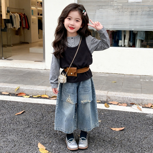 女童春秋款马甲三件套装2026新款洋气时髦儿童女宝宝春季春装早春