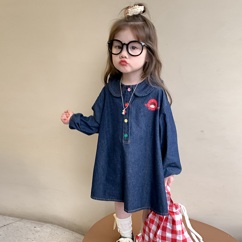 女童春秋款牛仔裙子春装2026新款儿童洋气春季连衣裙女宝宝公主裙