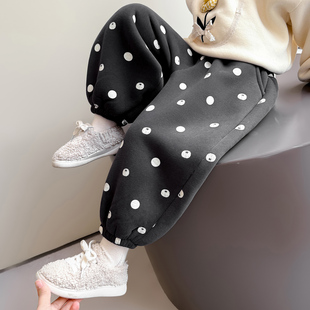 加厚绒女童卫裤子女宝宝2025新款儿童秋冬季外穿一体绒加绒运动裤