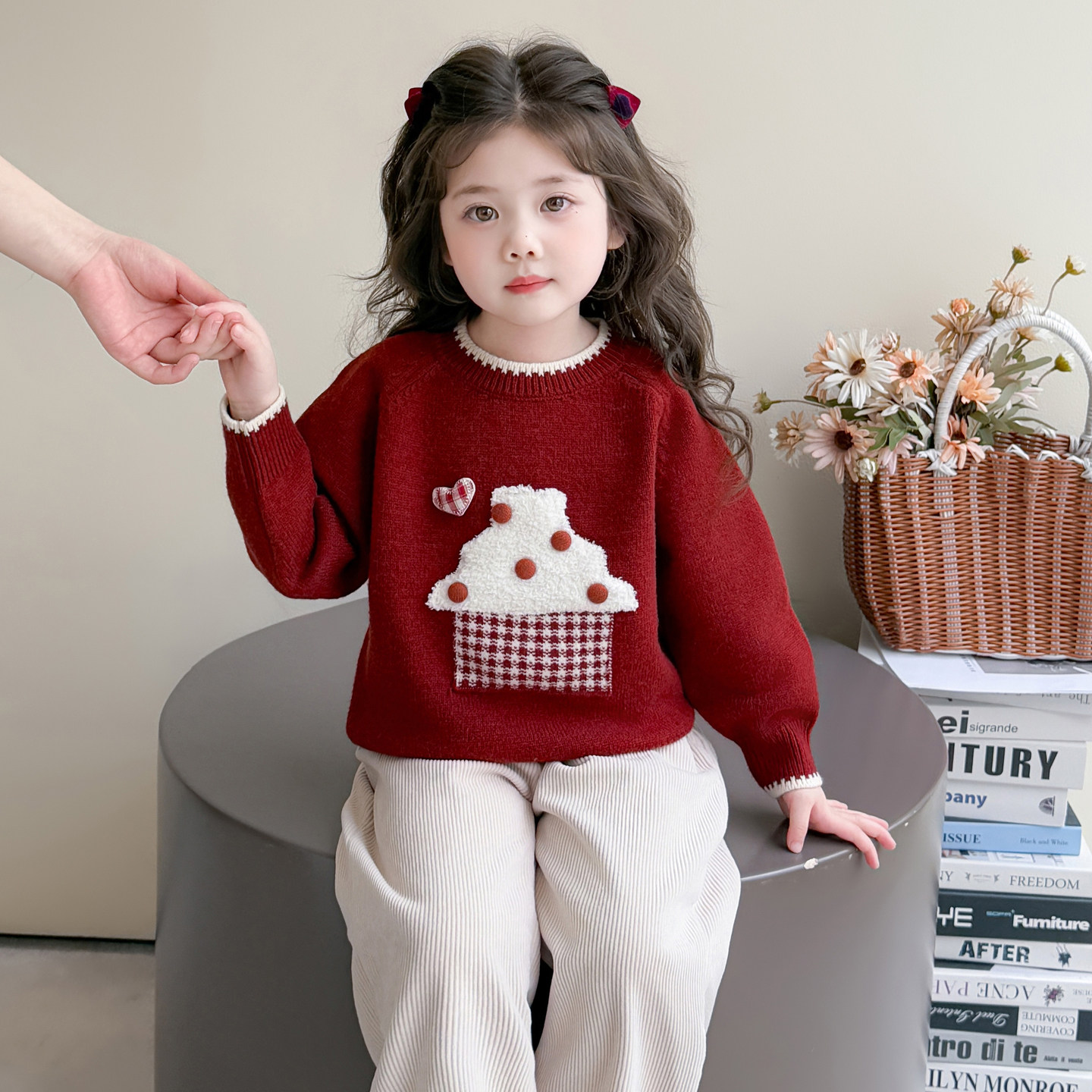 女童毛衣2025新款儿童加绒秋冬季加厚针织小女孩女宝宝毛线衣红色,童装/婴儿装/亲子装,毛衣/针织衫,淘宝优惠券,粉丝福利购,淘宝优惠卷