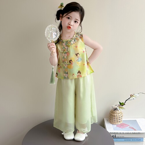 女童夏季套装2026新款丸子古风儿童汉服女宝宝夏装新中式国风夏天