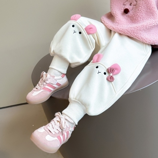 加厚版女童卫裤子女宝宝2026新款儿童秋冬季外穿一体绒加绒运动裤