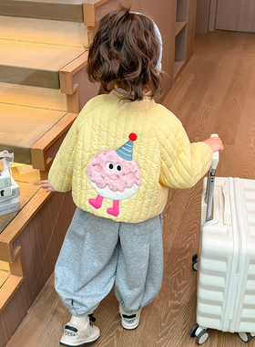 女童秋冬季夹棉加厚外套加棉服2026新款儿童女宝宝蛋仔初冬装棉衣
