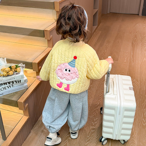 女童夹棉外套棉服秋冬2024新款