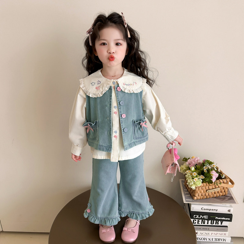 女童春装2026春秋新款洋气儿童牛仔三件套网红炸街女宝宝初秋套装,童装/婴儿装/亲子装,套装,淘宝优惠券,粉丝福利购,淘宝优惠卷