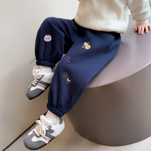 加厚版女童卫裤子女宝宝2026新款儿童秋冬季外穿一体绒加绒运动裤